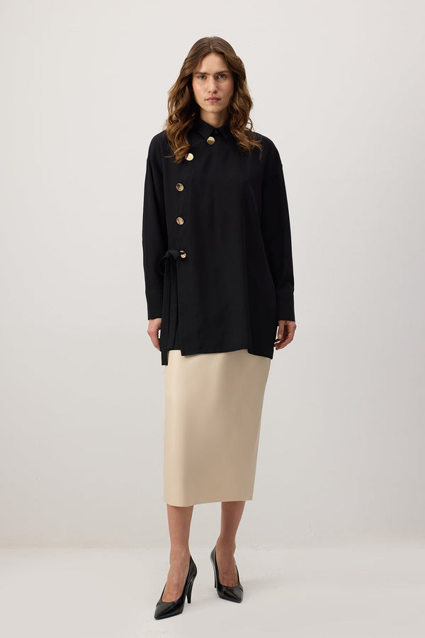 ASİMETRİK KESİM KREP GÖMLEK