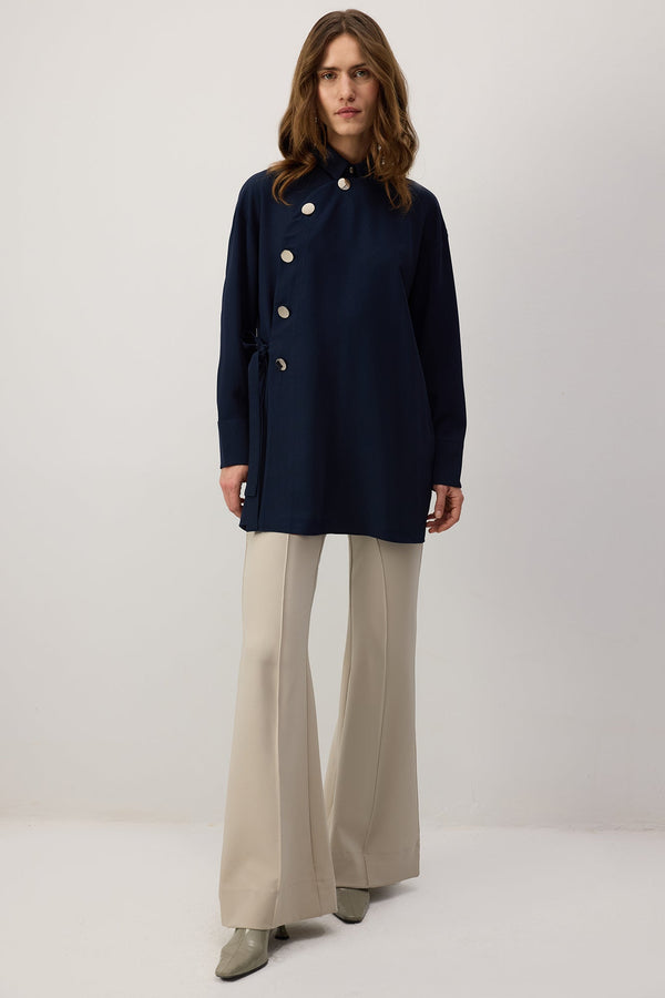 ASİMETRİK KESİM KREP GÖMLEK