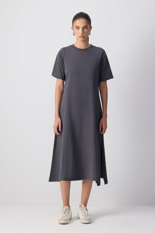 %100 PAMUKLU KISA KOLLU ÖRME ELBİSE