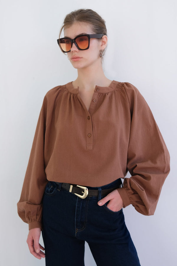 %100 PAMUKLU BÜZGÜ YAKA TUNİK