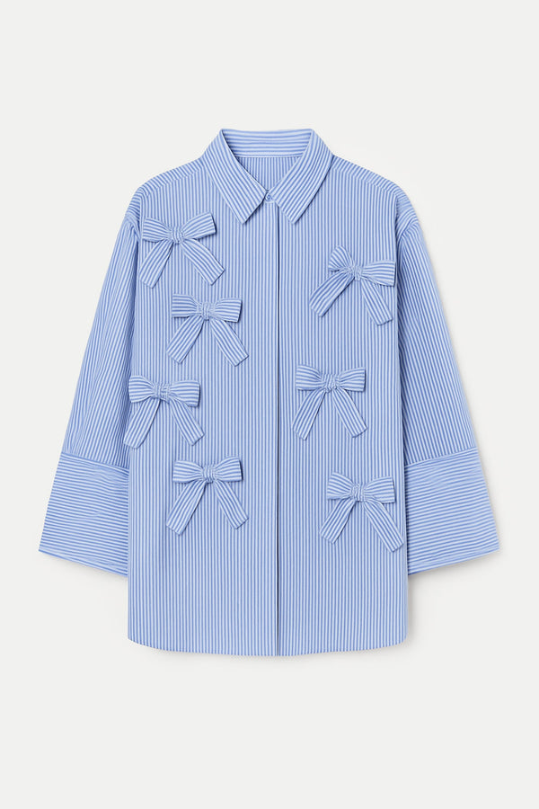 %100 PAMUKLU FİYONK DETAYLI ÇİZGİLİ GÖMLEK